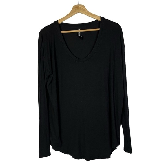 Athleta Cloudlight Ribbed Stratus Black Long Sleeve T-Shirt M - Picture 2 of 4